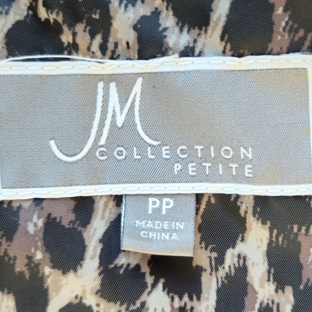 JM Collection Beige Utility Jacket with Leopard-Print Design - Picture 6 of 8